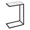 Monarch Specialties Accent Table - 25"H / White Marble-Look / Black Metal I 3300 - alternate 1